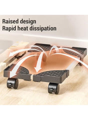 Black Retractable Base Stand with Universal Wheels & Brake – Adjustable 22–34cm × 40–52cm