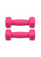 Pink neoprene dumbbells, pair set with rounded end grips