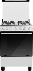 Super General 60x60 Freestanding Gas Cooker SGC601FS(N), 4-Burners, Full Safety, Stainless Steel Hob, Cast Iron Grid, Auto Ignition, Gas Oven with Grill, Rotisserie and Thermostat, 60x60x85cm (WxDxH)