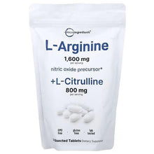 L-Arginine + L-Citrulline supplement pouch, 1,600 mg & 800 mg bisected tablets
