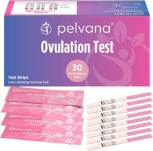 Pelvana ovulation test strips kit with 30 LH tests, includes pink test strip packets