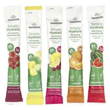 Assorted electrolyte hydration mix stick packs: lemon-lime, berry, raspberry, orange, watermelon