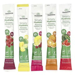 Swanson Vitamins Simply Hydrate Electrolyte Hydration Mix, Variety Pack, 30 Stick Packs, 6.36 oz (180 g)