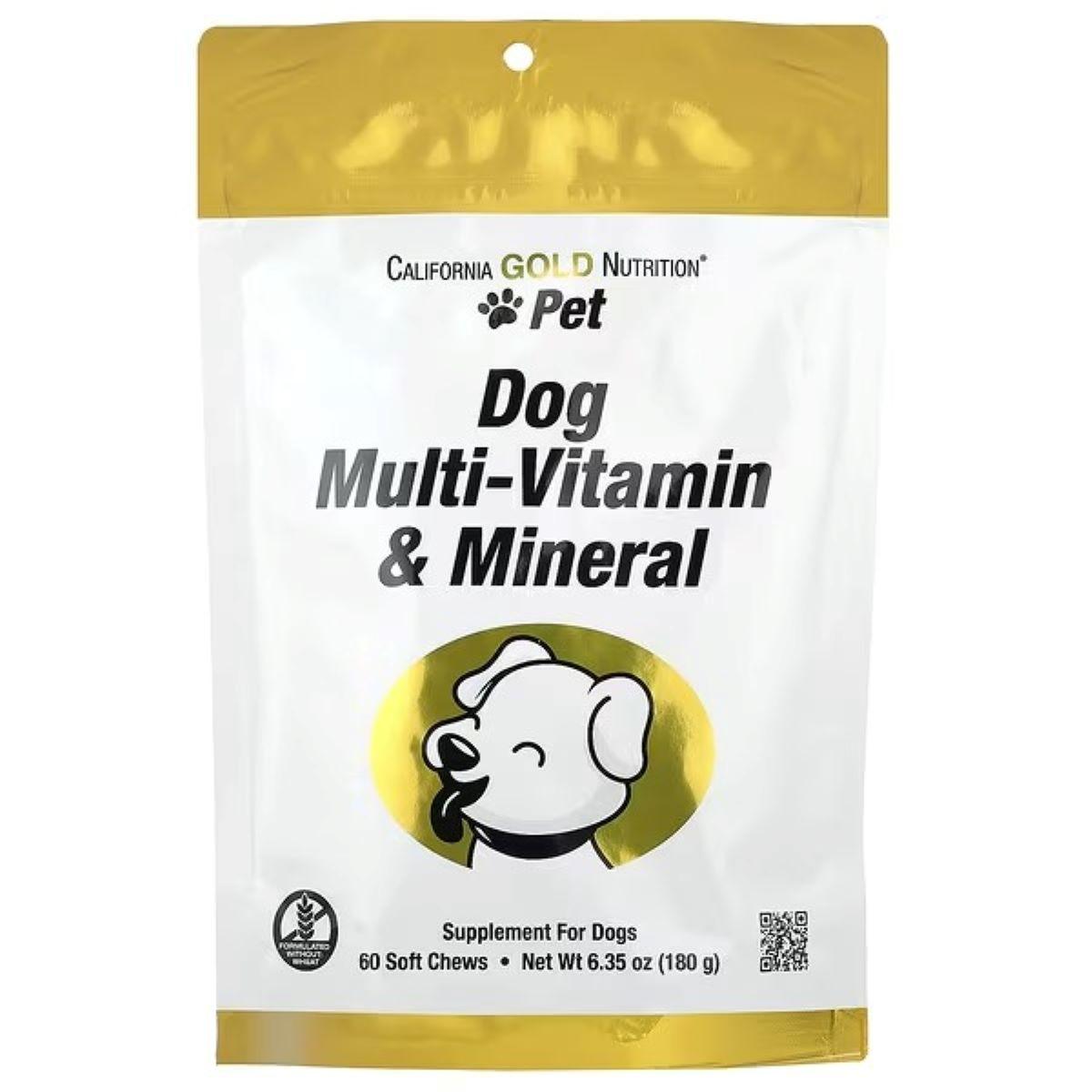 California Gold Nutrition Pet Dog Multi-Vitamin & Mineral Soft Chews – 60 Soft Chews, 180 g (6.35 oz)