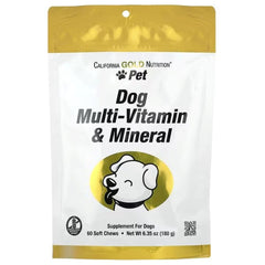 California Gold Nutrition Pet Dog Multi-Vitamin & Mineral Soft Chews – 60 Soft Chews, 180 g (6.35 oz)