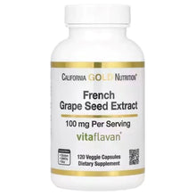 French grape seed extract supplement bottle, California Gold Nutrition front label