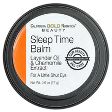 Lavender & chamomile sleep balm jar with California Gold Nutrition Beauty label