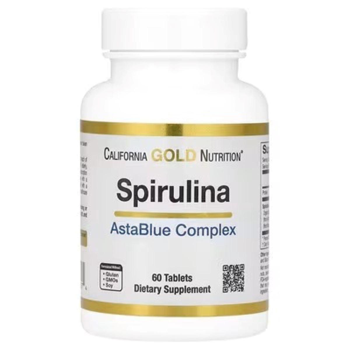 California Gold Nutrition سبيرولينا عضوية أستابلو كومبلكس بلند – 60 قرص | غذاء فائق مضاد للأكسدة وداعم للتخلص من السموم