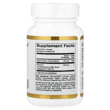 Vitamin K complex supplement bottle, back label with Supplement Facts panel and gold trim