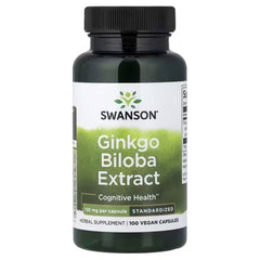 Swanson Ginkgo biloba extract supplement bottle with cognitive health front label