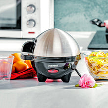 3-in-1 electric egg cooker with stainless dome lid and black base