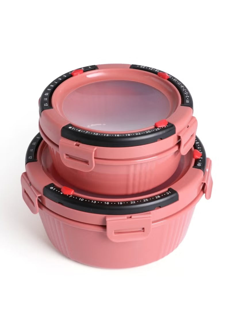 Round Food Storage Container Set with Date Tracker Airtight & Leakproof – 2-Piece