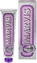 Marvis Jasmin Mint toothpaste, white tube with purple cap and purple label, 75 ml