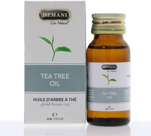 Hemani tea tree oil bottle (30 ml) with box; amber glass, green cap
