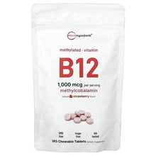 Vitamin B12 1,000 mcg chewable tablet pouch, natural strawberry flavor, methylcobalamin