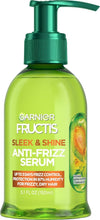 Garnier Fructis sleek & shine anti-frizz hair serum in green pump bottle, 5.1 fl oz