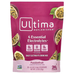 Ultima Replenisher, 6 Essential Electrolytes, Daily Electrolyte Drink Mix, Passionfruit, 20 Stick Packs, 3.6 g (0.13 oz) Each