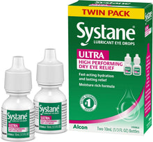Systane Ultra lubricant eye drops twin pack with two 10 mL bottles