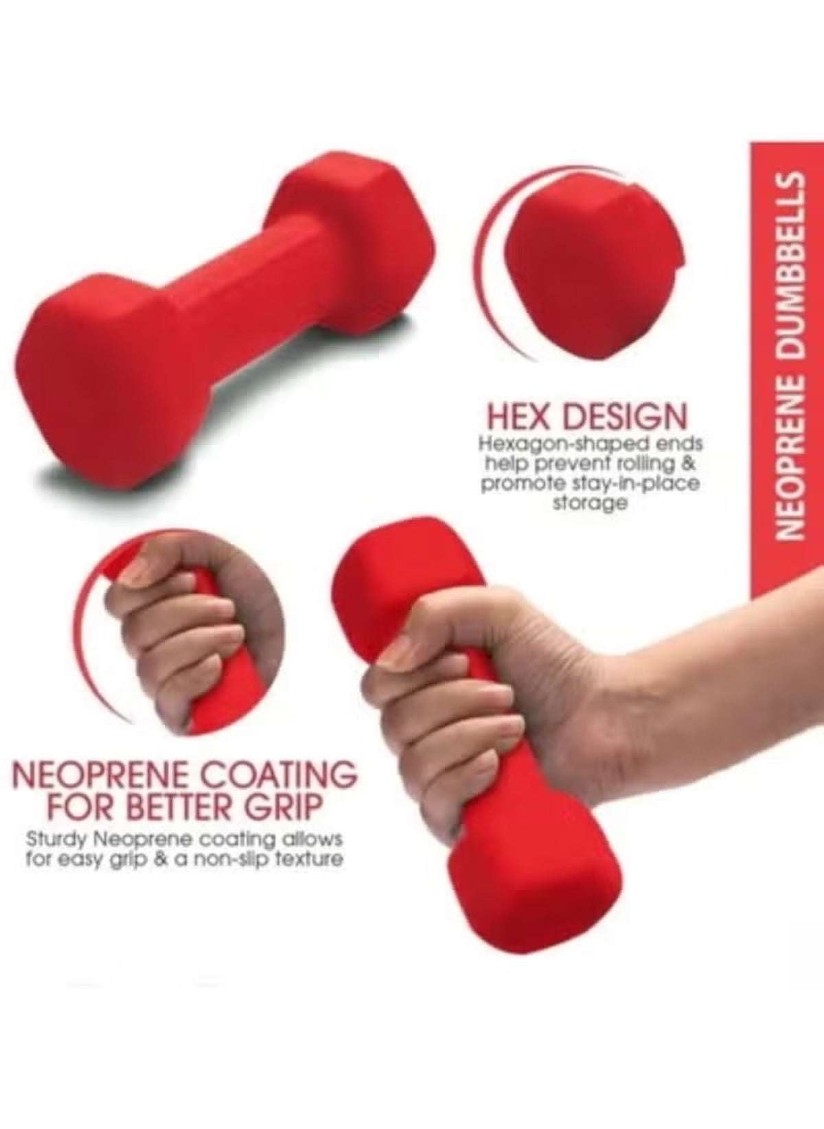 Huitich 5kg neoprene dumbbells with hexagon shape and non-slip grip for fitness and strength training