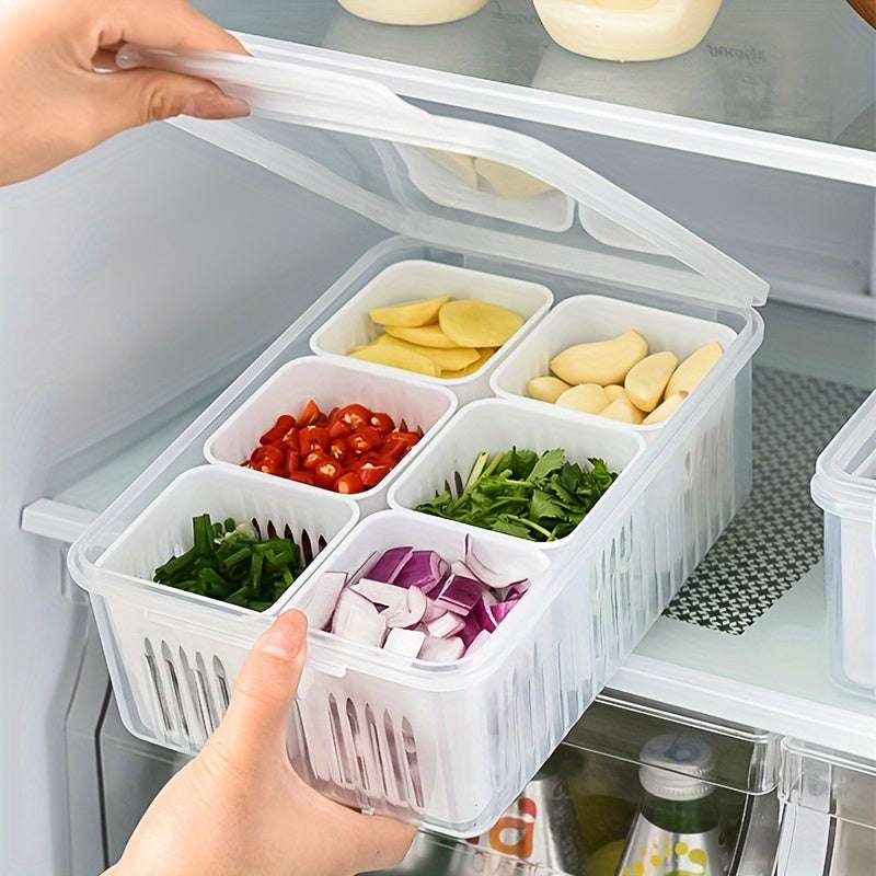 6 Compartment Storage Box Kitchen Organizer with Lid - Mumzar