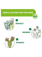 Chicco NaturalZ spray label showing protect, refresh, hydrate steps