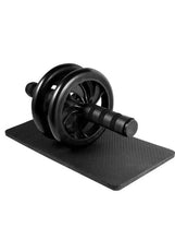 Ab wheel and exercise mat set, black