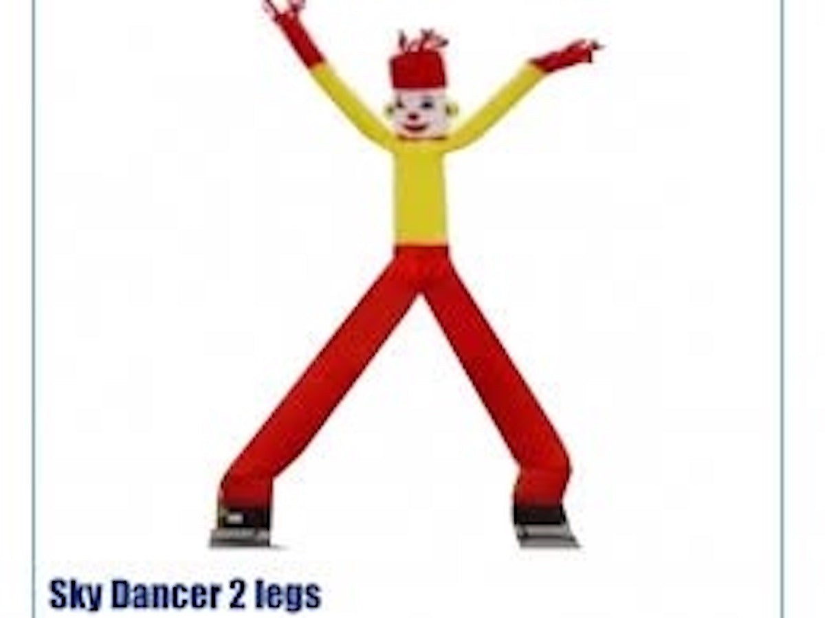 Colorful 6 meter air tube man for events with red and yellow design, ideal for attracting attention