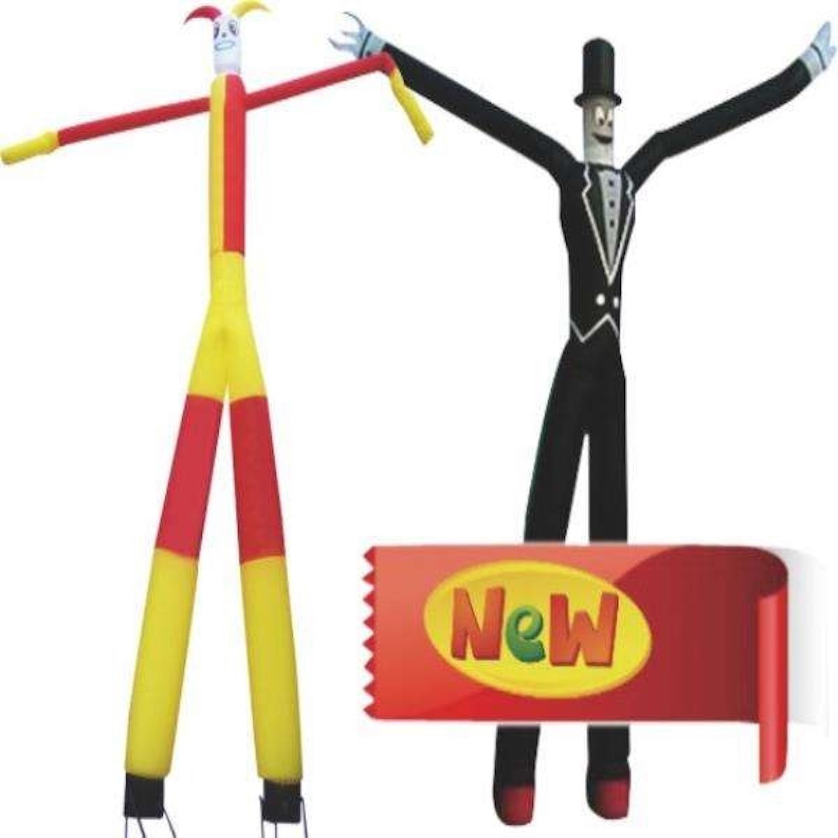 Two colorful 6 meter air tube men for events, showing vibrant designs to attract attention.