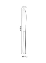 Stainless steel dinner knife dimensions: 20.4 cm length, 51 g.