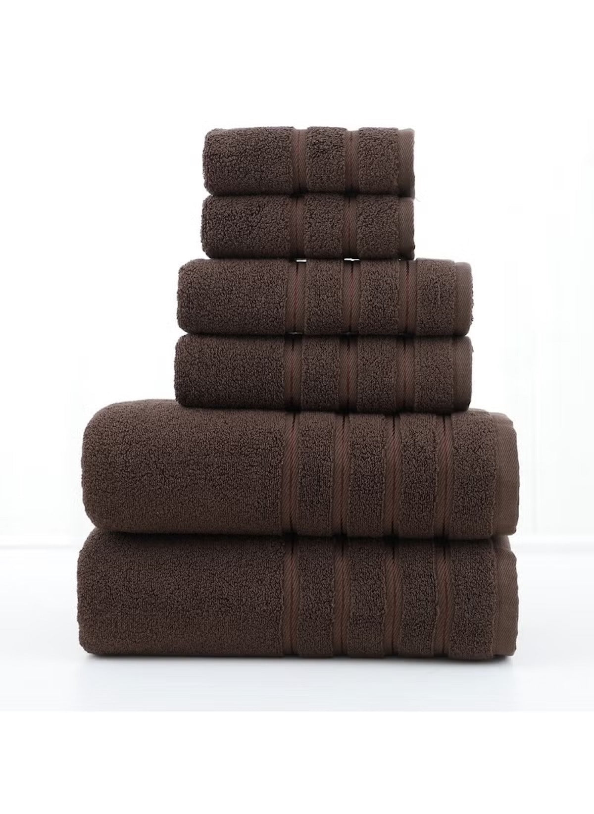 Huitich 6 piece towel set in dark brown stacked neatly showcasing different sizes and plush texture