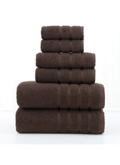 Huitich 6 piece towel set in dark brown stacked neatly showcasing different sizes and plush texture