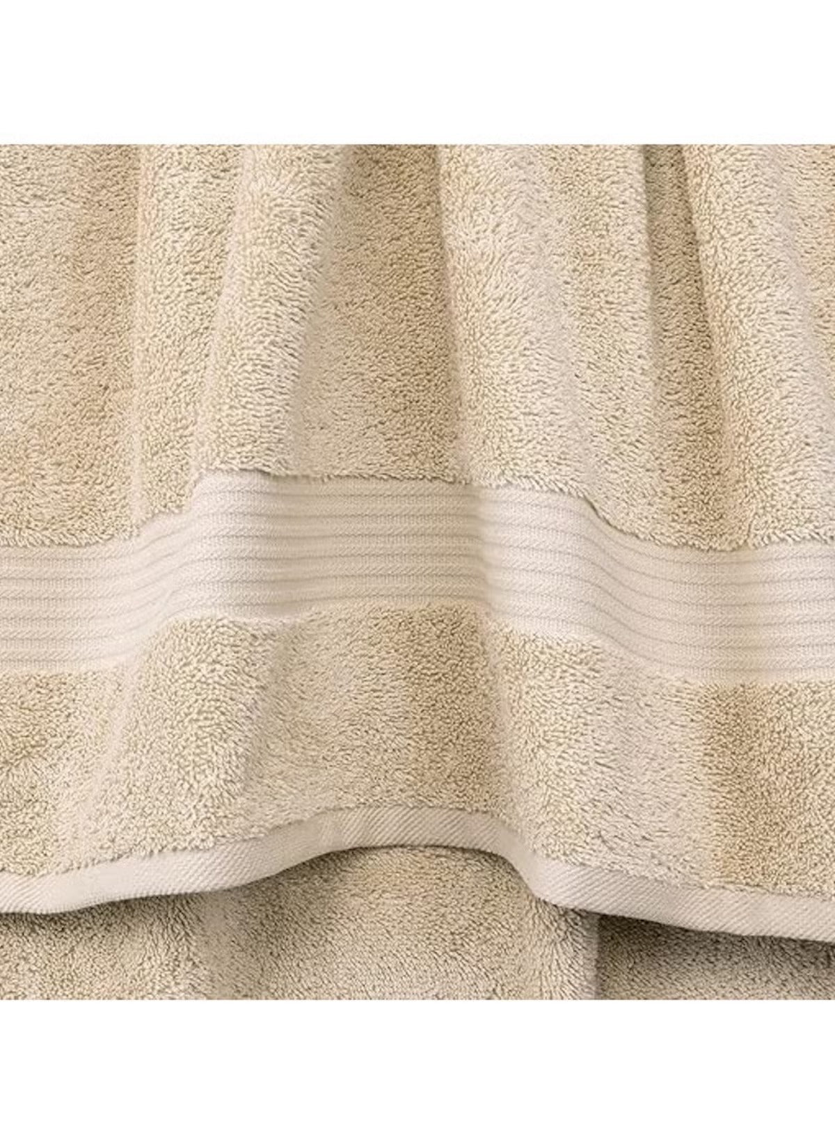 Huitich beige 6 piece towel set with textured stripes and soft absorbent fabric