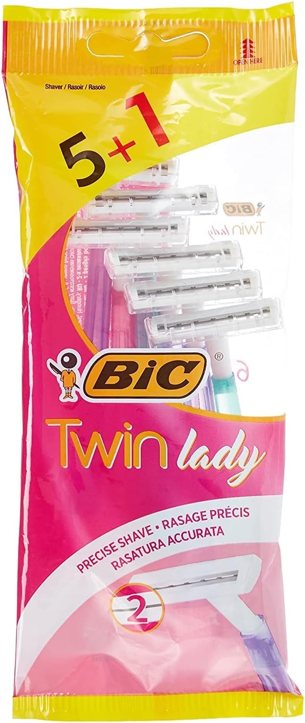 Bic Twin Lady Sensitive Disposable Shaving Razors For Women (Pack Of 6)