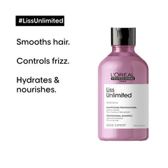 L'Oréal Professionnel | Liss Unlimited Shampoo | Provides long-lasting protection against frizz and humidity | With Pro-Keratin | Moisturizing and smoothing | For curly and coarse hair types | 300 ml