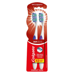 Colgate 360 optic white soft whitening toothbrush 2 piece value pack - Assorted Color