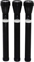 Rechargeable LED flashlight, black aluminum with rubber grip and side switch, 3-pack
