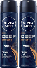 NIVEA MEN Deep antiperspirant spray, 72h black carbon, espresso scent, 2-pack