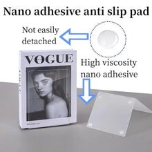 Clear acrylic bookend base with white anti-slip adhesive pads for grip.