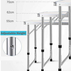 Folding Trestle Outdoor Camping Table, Aluminum Alloy Folding Picnic Table, Lightweight Trestle Camping Table For BBQ Party, Folds in Half with Carry Handle, White(120×60×70cm)