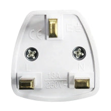 US outlet adapter plug with 3A 250V rating, white body, gold contacts