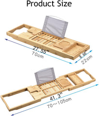 Bathtub Tray Bamboo Bathtub Stand Holder Adjustable Bath Tray With Extendable Luxury Book Rest, Device Tablet, Kindle, Ipad, Smart Phone Tray For A Home Spa Experience, Yellow