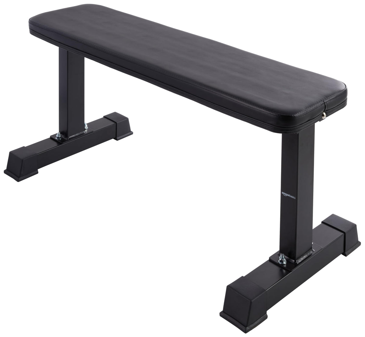 Banco de ejercicios con pesas planas Amazon Basics, negro
