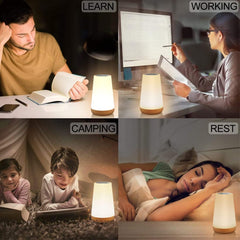Touch Lamp, Night Light Bedroom Bedside Lamp Dimmable Color Night Lamp with Touch Control Adjustable Brightness Remote Control for Bedroom, Kid's Room and Living Room, USB rechargeable