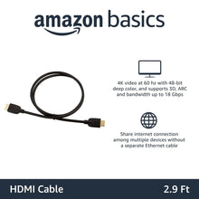 amazon basics HDMI cable graphic with 2.9 ft length and 4K/60Hz support