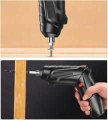 Electric Screwdriver Set, 47 In 1 Usb Rechargeable Screwdriver Gun Twistable Handle, 3.6V Drill Screwdriver Bits Set With Built-In Led, 1800Mah Black