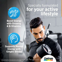 Centrum Energy, Multivitamin, with Vitamin C, Vitamin D3, Ginseng, Gingko Biloba, Magnesium and others, Boosts and Supports Mental Energy, 30 Tablets