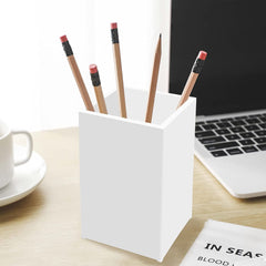BLITZ SAT-USA Soporte de acrílico para escritorio - حامل أقلام أكريليك، حامل فرش مكياج، منظم مكتب - Organizador de papelería Accesorios de escritorio Acrílico Portalápices Portalápices Soporte para brochas de maquillaje (Blanco - 1 paquete)