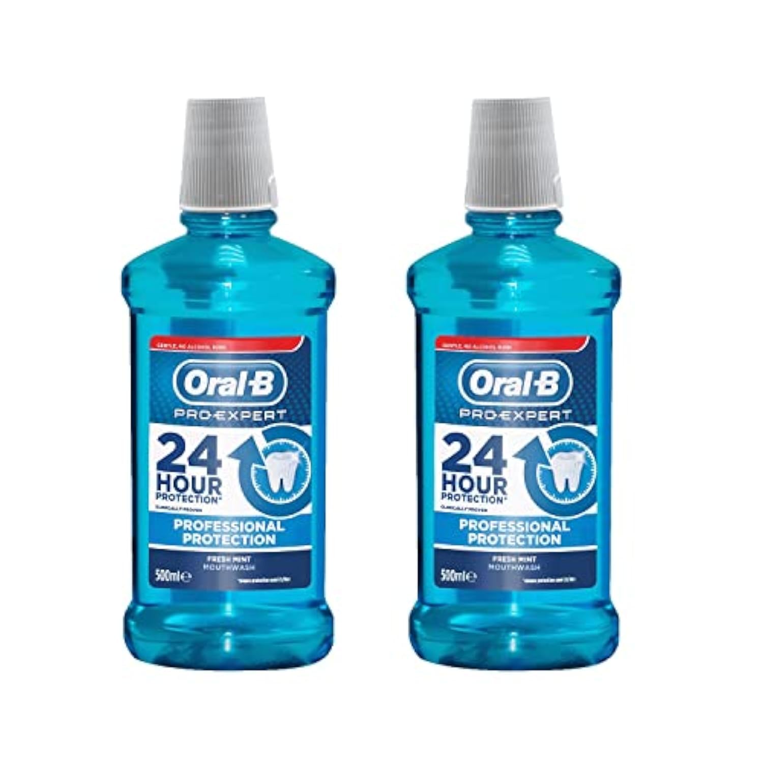Two 500ml Oral-B Pro-Expert mouthwash UAE bottles 24 hour professional protection fresh mint