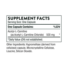 THORNE Acetyl-L-Carnitine - 500 mg - Supports Brain Function and Healthy Nerve Sensations in the Hands and Feet - Gluten-Free, Soy-Free, Dairy-Free - 60 Capsules