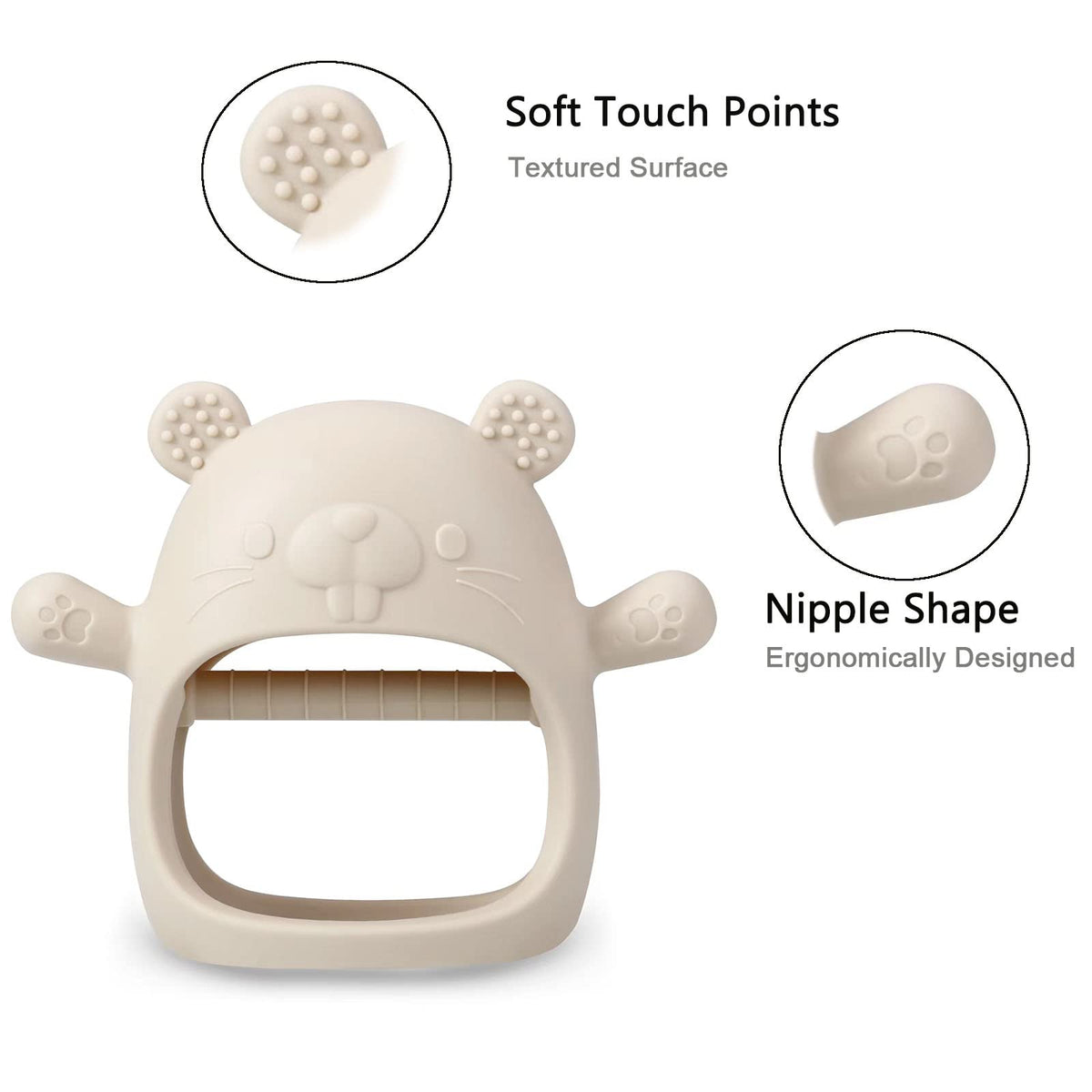 PandaEar 2 Pack Silicone Baby Teething Toys| Baby Hand Teether Mitten for Sucking Needs| Baby Chew Toys Hand Pacifier for Soothing Teething Pain Relief